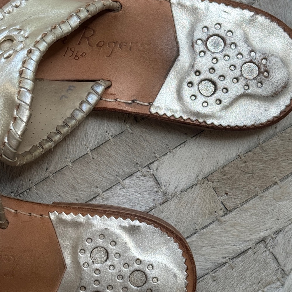 Jack Rogers Metallic and Tan Sandals - Picture 2 of 4